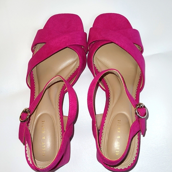 Kelly & Katie Liliena Platform Sandal Size 9.5 M Fuchsia Pink Strappy Dressy - Picture 10 of 16